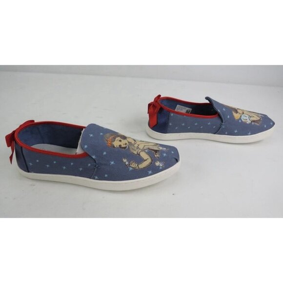 TOMS X Disney Snow White Blue Size 8 Women's Flats Slip On Canvas Shoes NEW - Picture 2 of 14